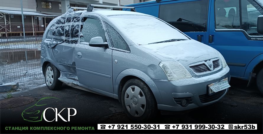Восстановление кузова после ДТП на Опель Мерива (Opel Meriva) в СПб в автосервисе СКР.