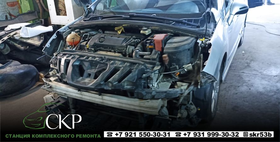 Восстановление передней части кузова Пежо 308 (Peugeot 308) в СПб