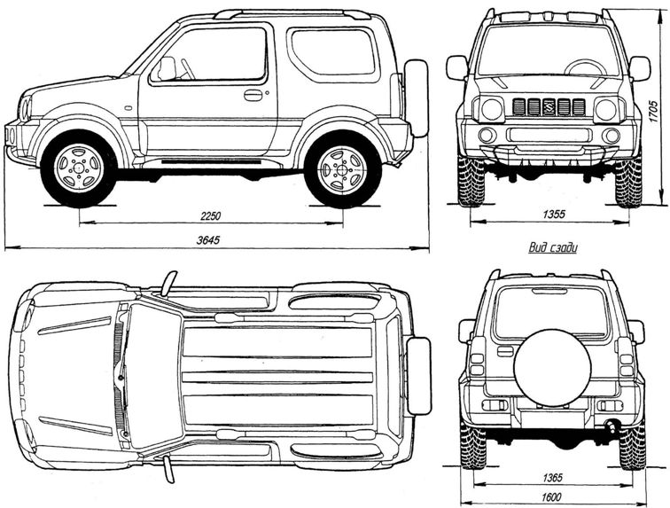 Габаритные размеры Сузуки Джимни (Suzuki Jimny)